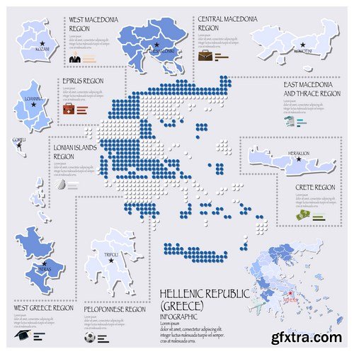 Dot Infographics  Countries, Flag & Map - 21xEPS