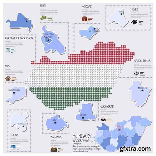 Dot Infographics  Countries, Flag & Map - 21xEPS