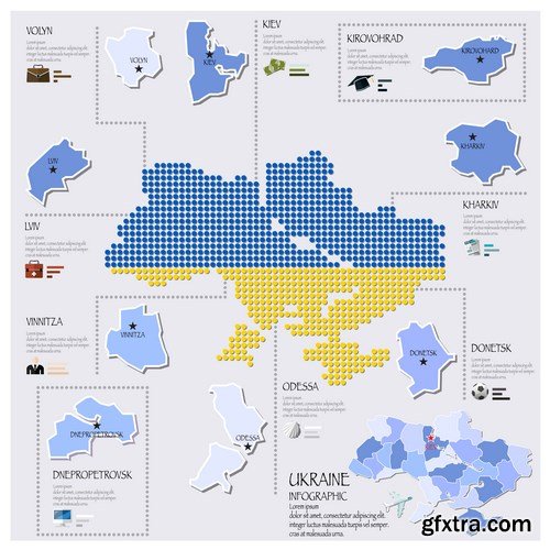 Dot Infographics  Countries, Flag & Map - 21xEPS