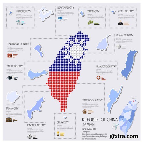 Dot Infographics  Countries, Flag & Map - 21xEPS