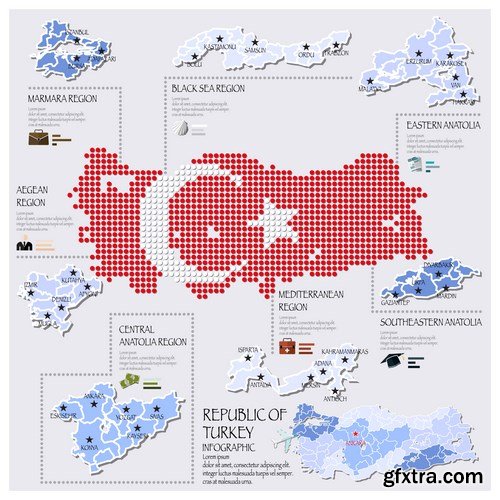 Dot Infographics  Countries, Flag & Map - 21xEPS