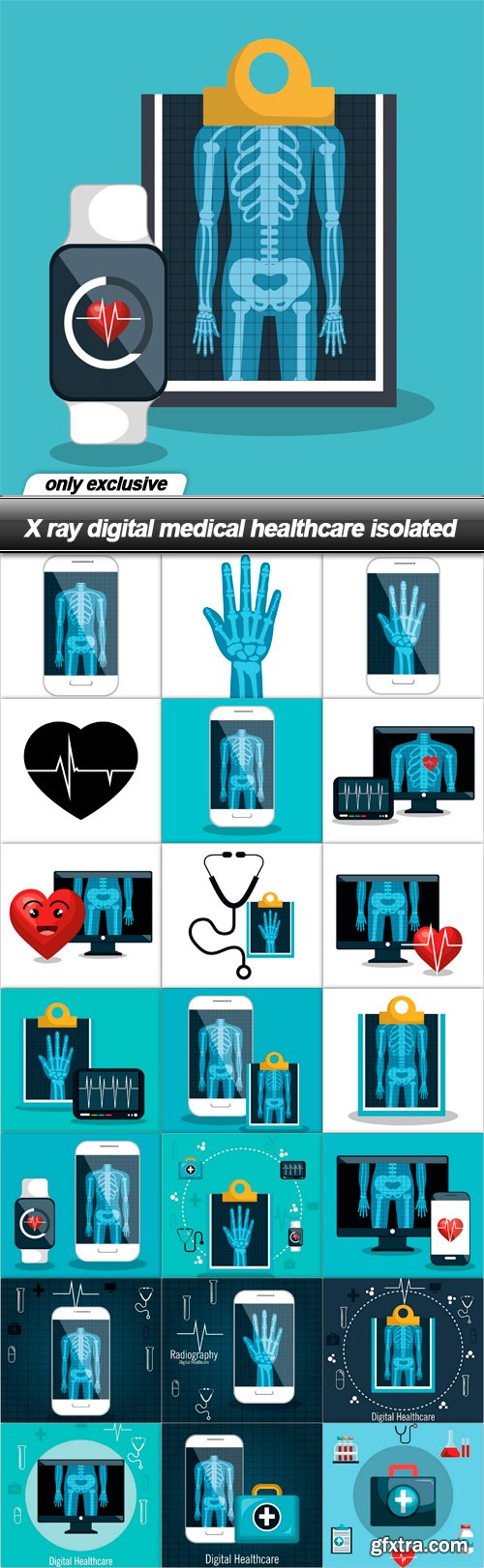 X ray digital medical healthcare isolated - 22 EPS