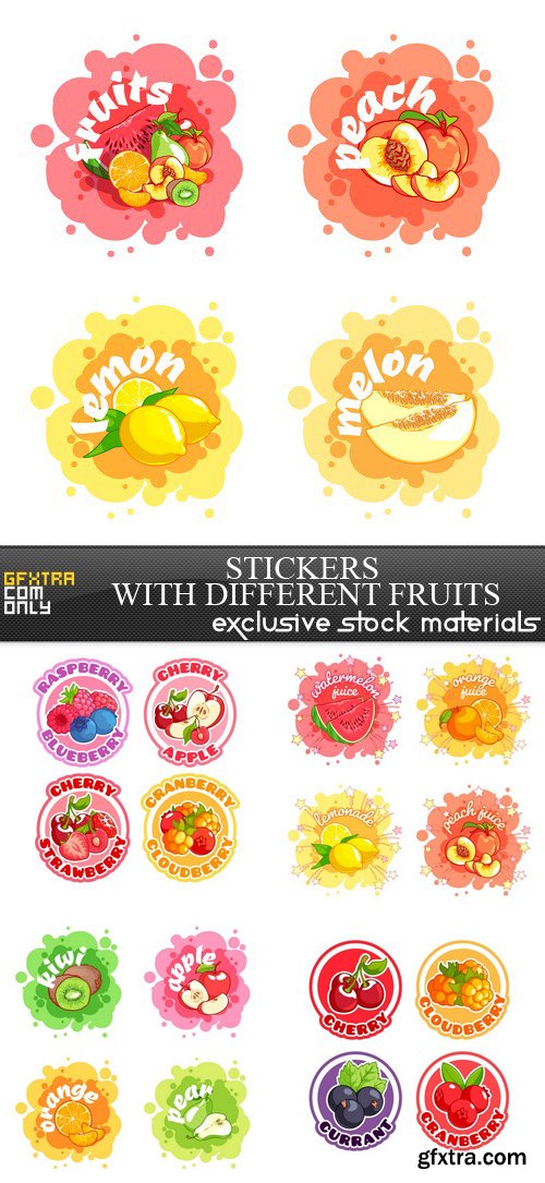 Stickers with Different Fruits - 5 EPS
