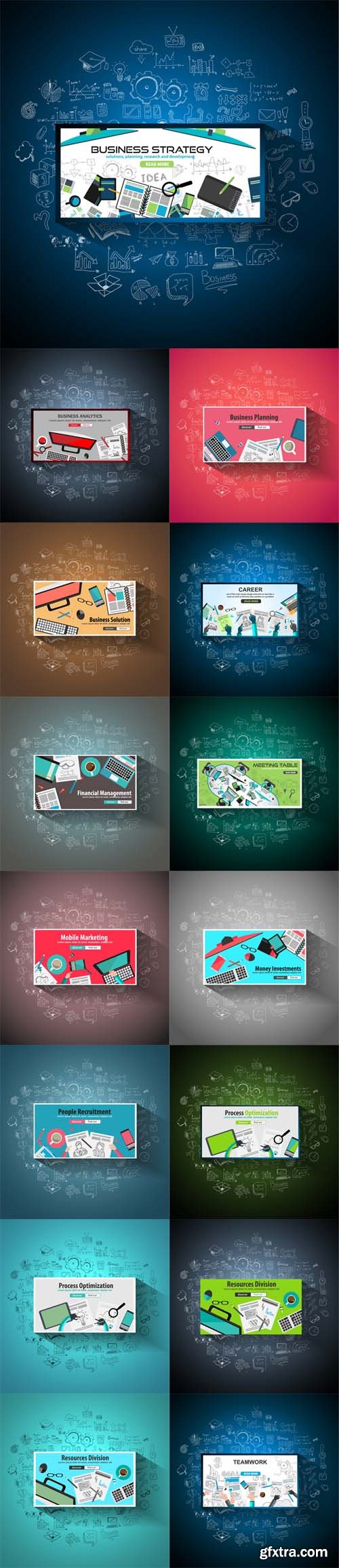 Vector Set - Business Concept with Doodle Design Style