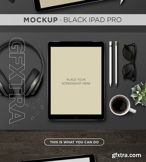 Black iPad Pro App & Pencil Mock-Up