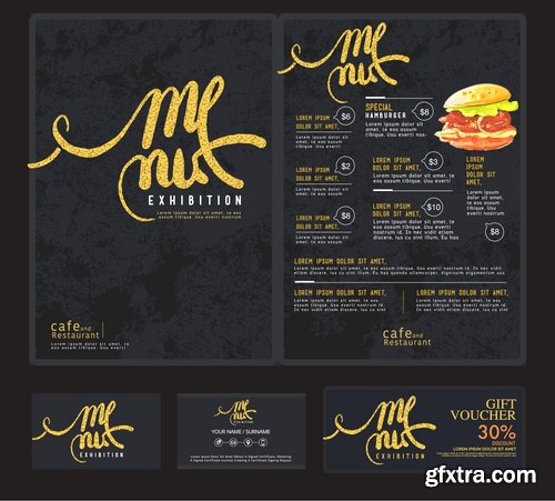 Collection menu food fast food cooking meal drink vector image 25 EPS