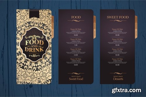 Collection menu food fast food cooking meal drink vector image 25 EPS