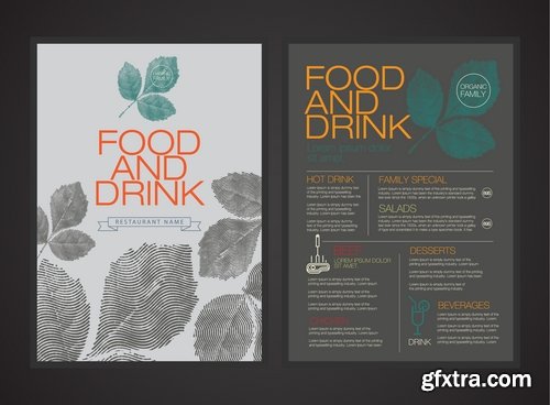 Collection menu food fast food cooking meal drink vector image 25 EPS