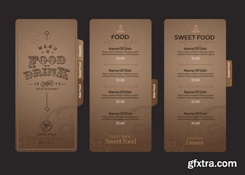 Collection menu food fast food cooking meal drink vector image 25 EPS