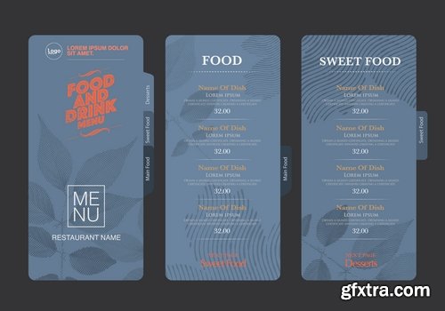 Collection menu food fast food cooking meal drink vector image 25 EPS