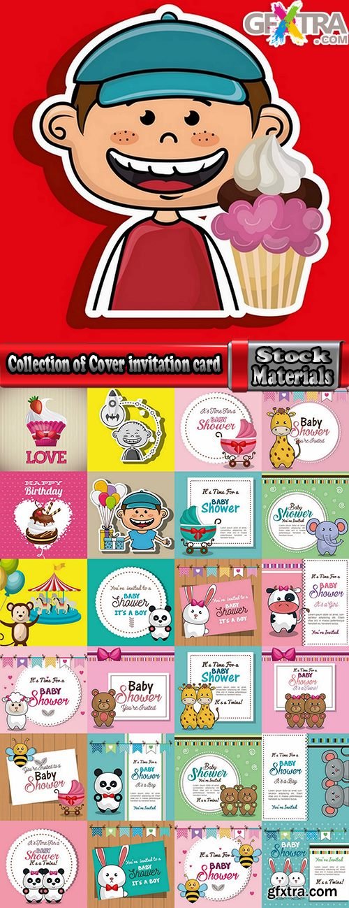 Collection of Cover invitation card birthday greeting card vector image 25 EPS