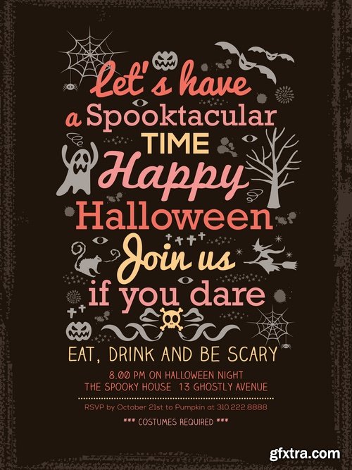 Collection of Halloween banner sticker pumpkin ghost witch vector picture 25 EPS