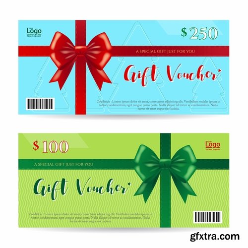 Collection of gift certificate invitation card promotional flyer vector image 25 EPS