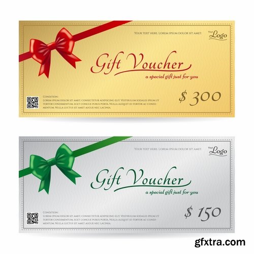 Collection of gift certificate invitation card promotional flyer vector image 25 EPS