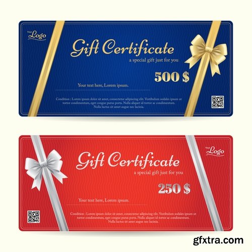 Collection of gift certificate invitation card promotional flyer vector image 25 EPS