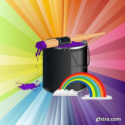 Collection of multicolored rainbow flyer background is colors vector image 25 EPS