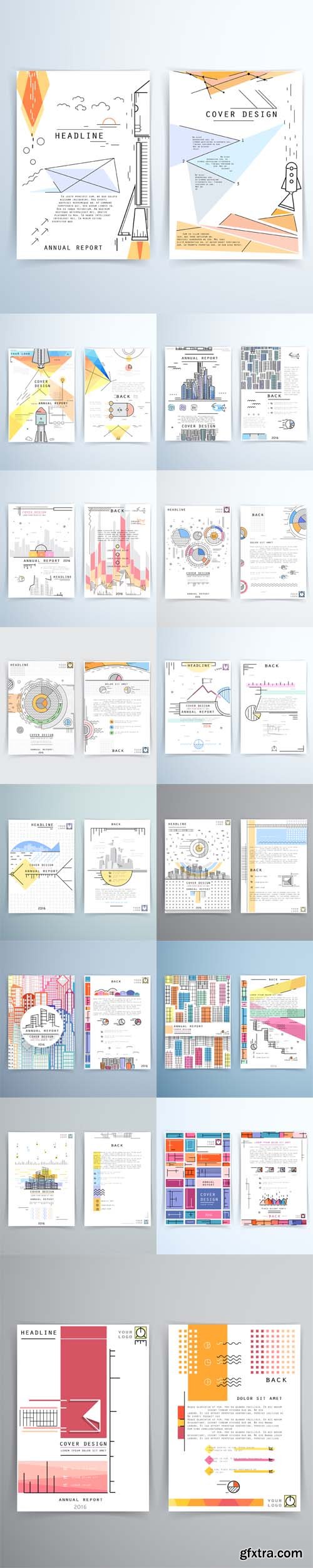 Vector Set - Cover design annual report. Template brochures, flyers, business presentations