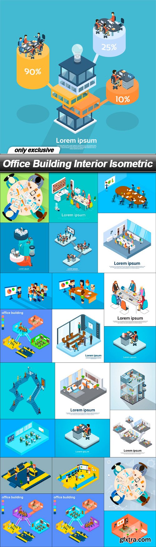 Office Building Interior Isometric - 25 EPS