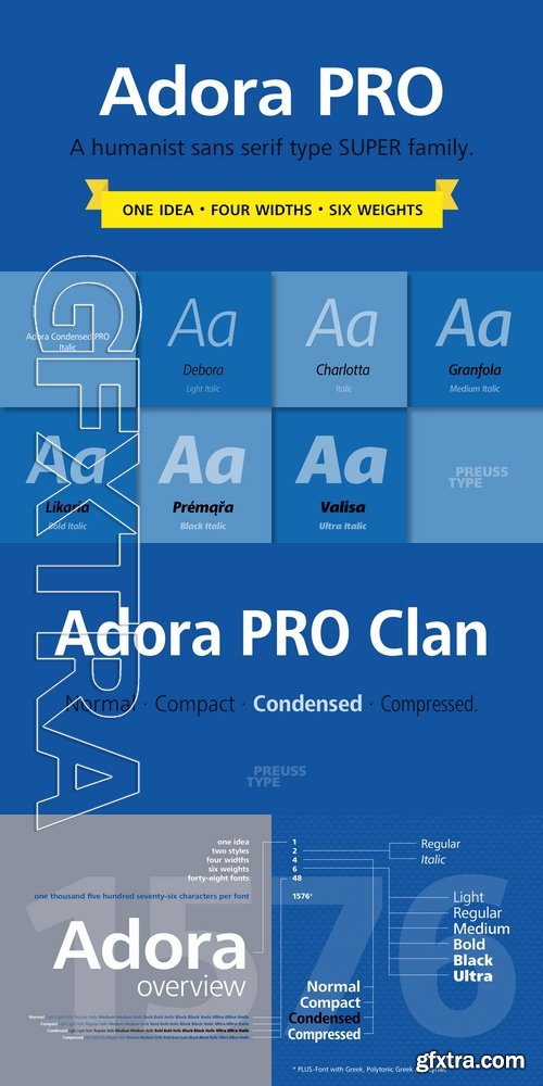 Adora Condensed PRO - 12 fonts: $613.60