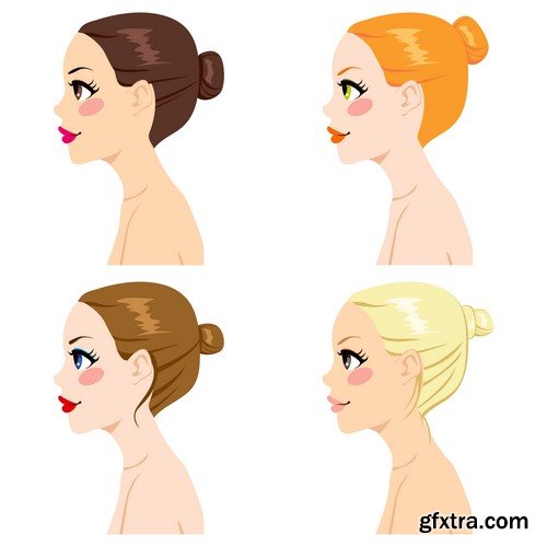 Girls with different hairstyles - 8 EPS