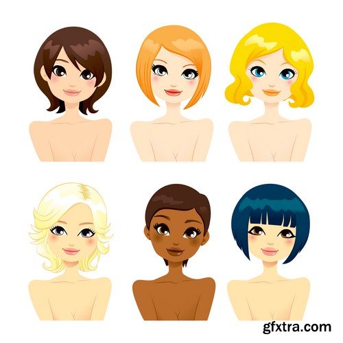 Girls with different hairstyles - 8 EPS