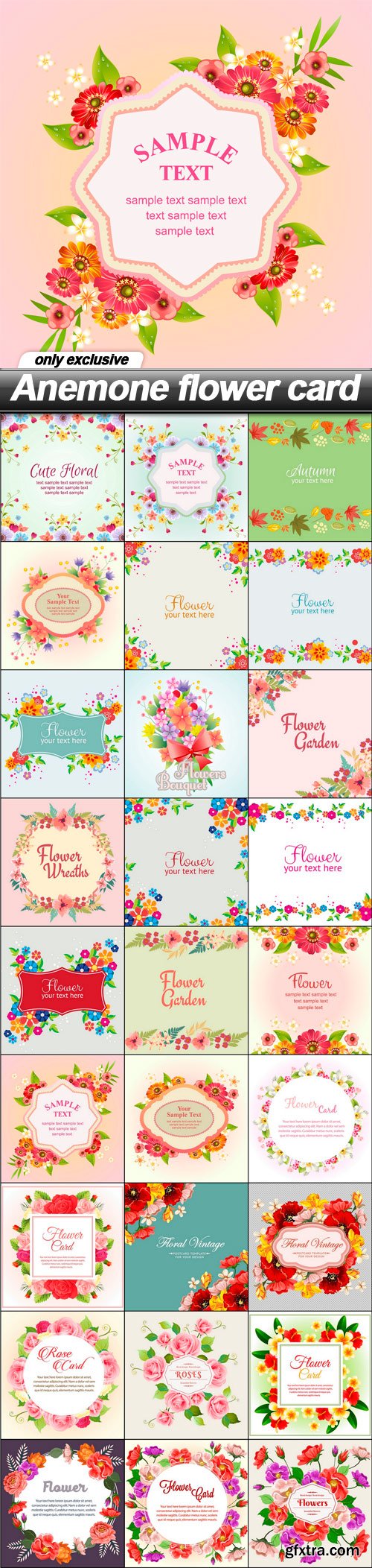 Anemone flower card - 27 EPS