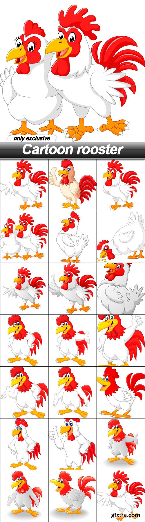 Cartoon rooster - 20 EPS