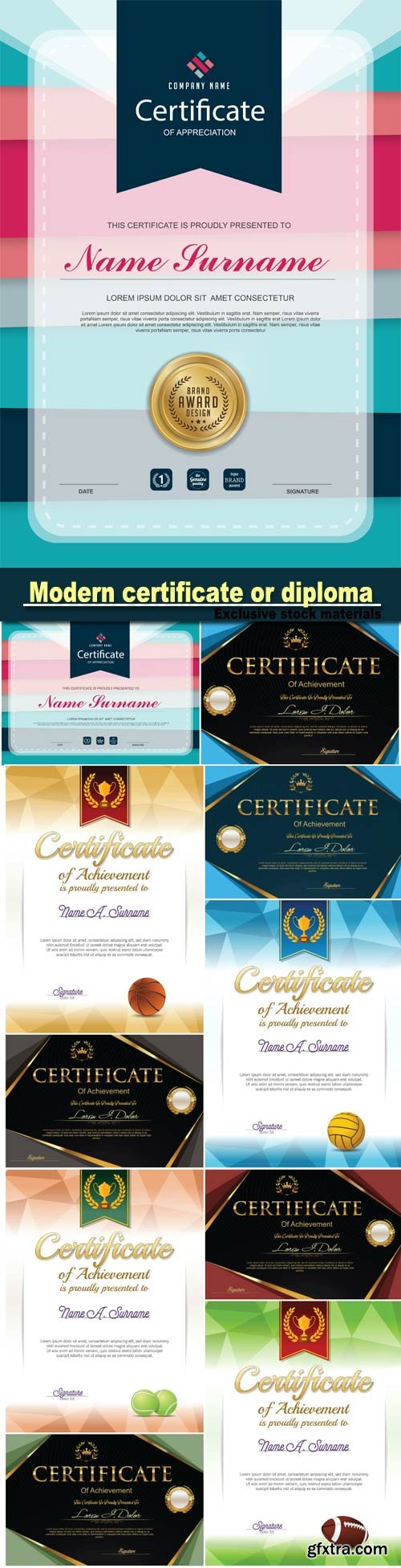 Modern certificate or diploma template