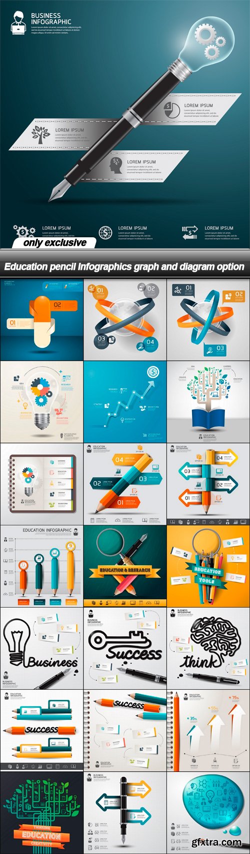 Education pencil Infographics graph and diagram option - 22 EPS