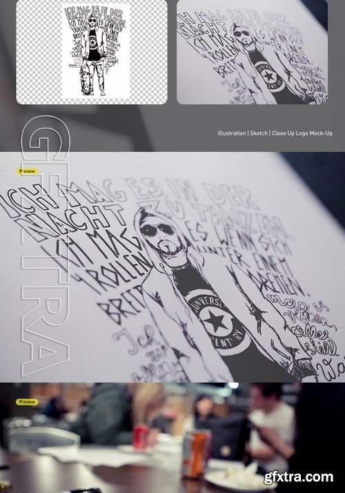 Illustration Sketch Logo Close-Up Mock-Ups