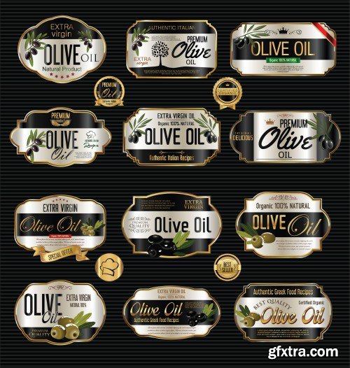 Olive oil retro vintage background collection