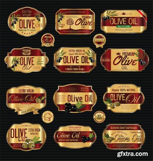 Olive oil retro vintage background collection