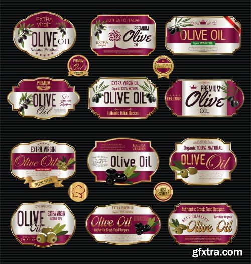 Olive oil retro vintage background collection