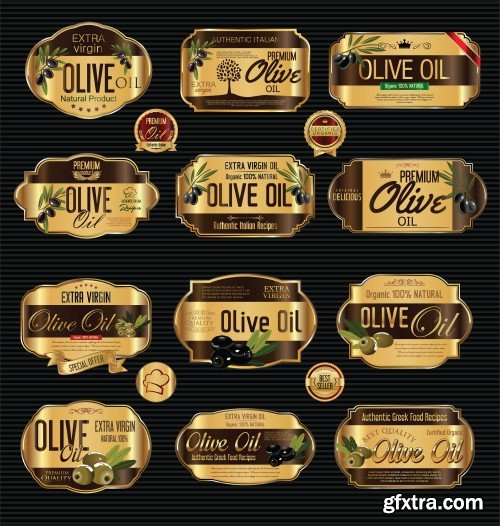 Olive oil retro vintage background collection