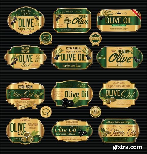 Olive oil retro vintage background collection