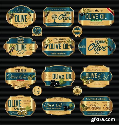 Olive oil retro vintage background collection