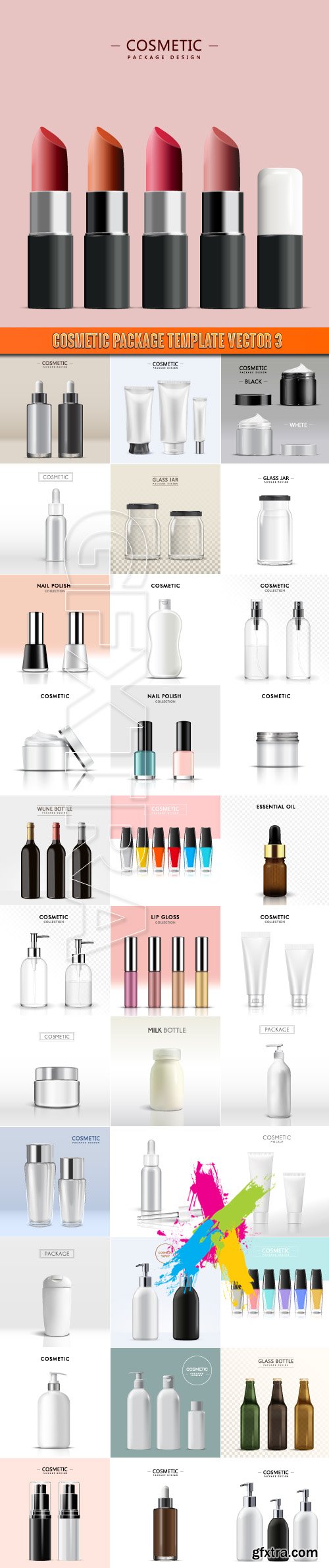 Cosmetic package template vector 3