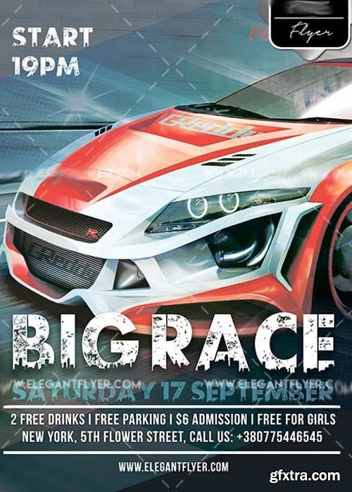 Big Race Flyer PSD V4 Template + Facebook Cover