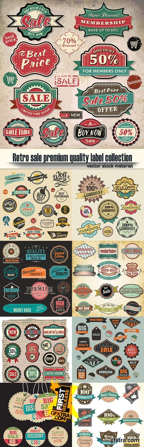 Retro sale premium quality label collection