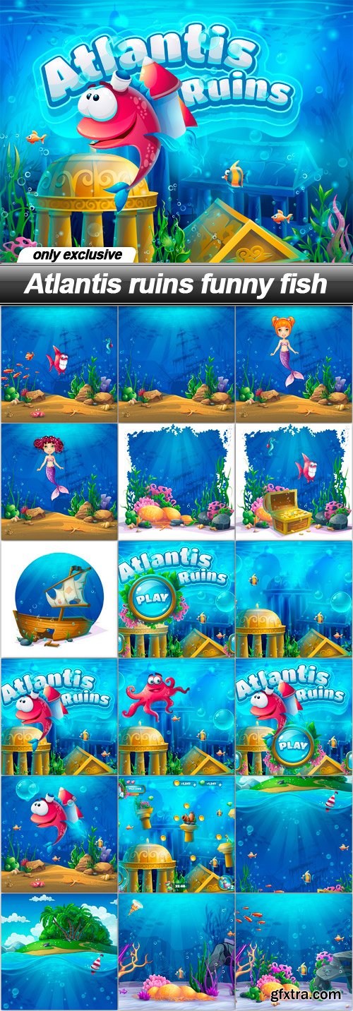 Atlantis ruins funny fish - 18 EPS