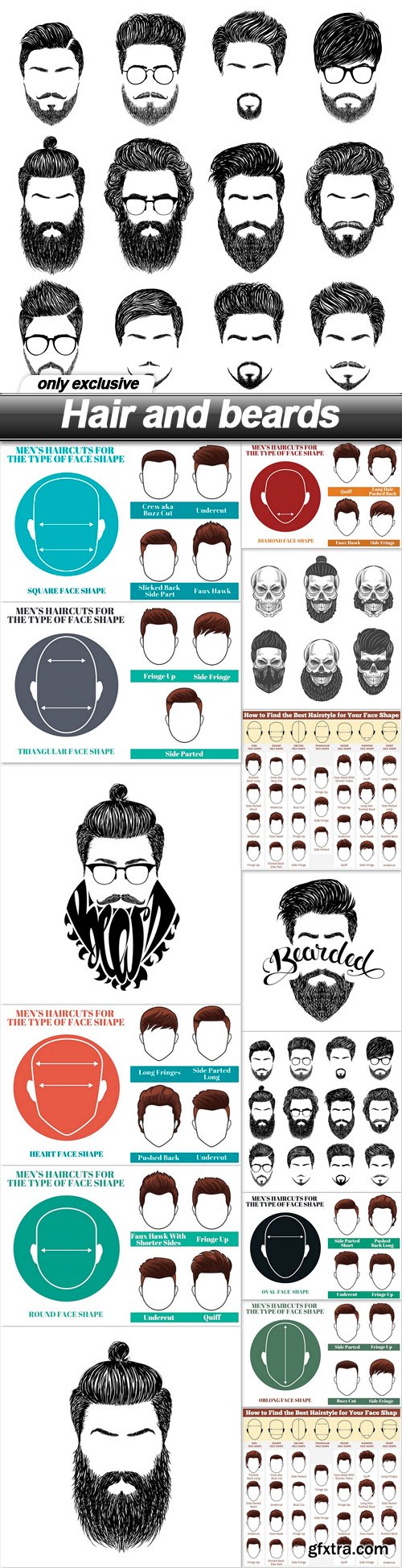 Hair and beards - 14 EPS