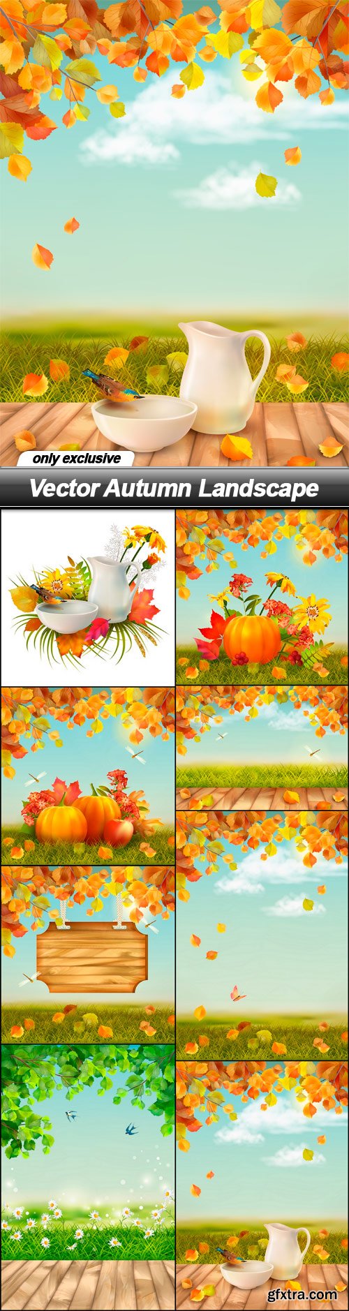 Vector Autumn Landscape - 8 EPS