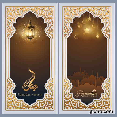 Ramadan Kareem greeting banner background template for islamic festival design