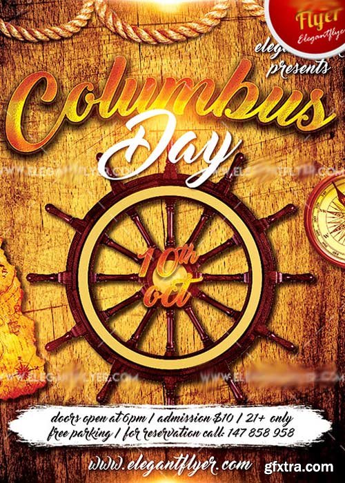 Columbus Day Flyer PSD V7 Template + Facebook Cover