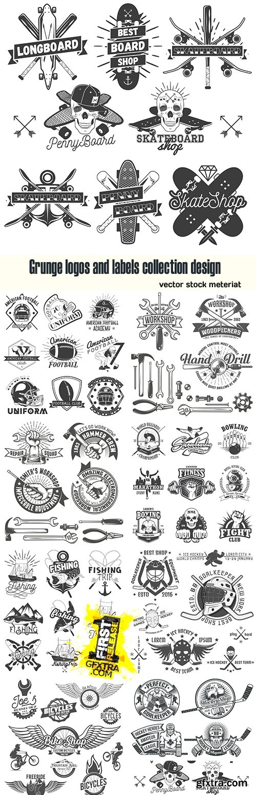 Grunge logos and labels collection design