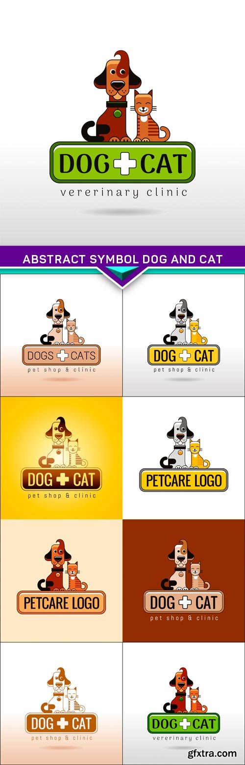 Abstract symbol dog and cat for pet shop, veterinary 5X EPS