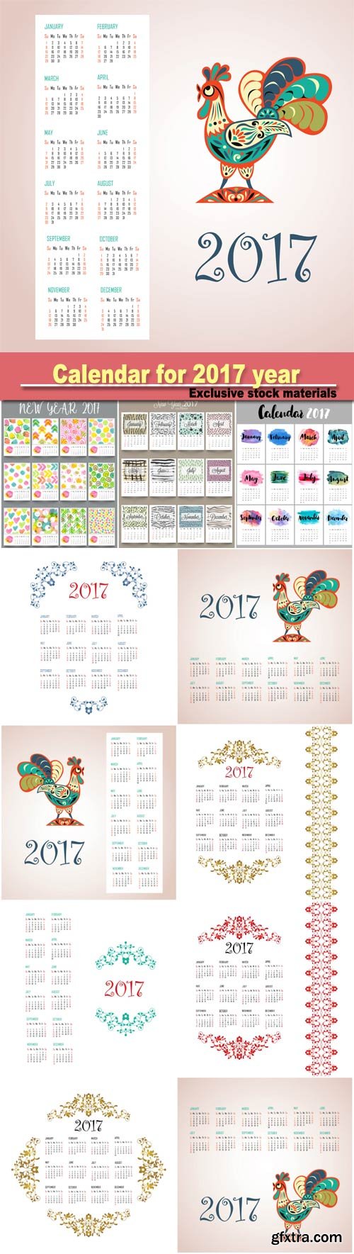 Calendar design for New Year 2017