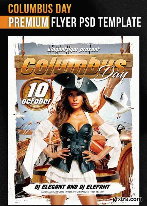 Columbus Day Flyer PSD V8 Template + Facebook Cover