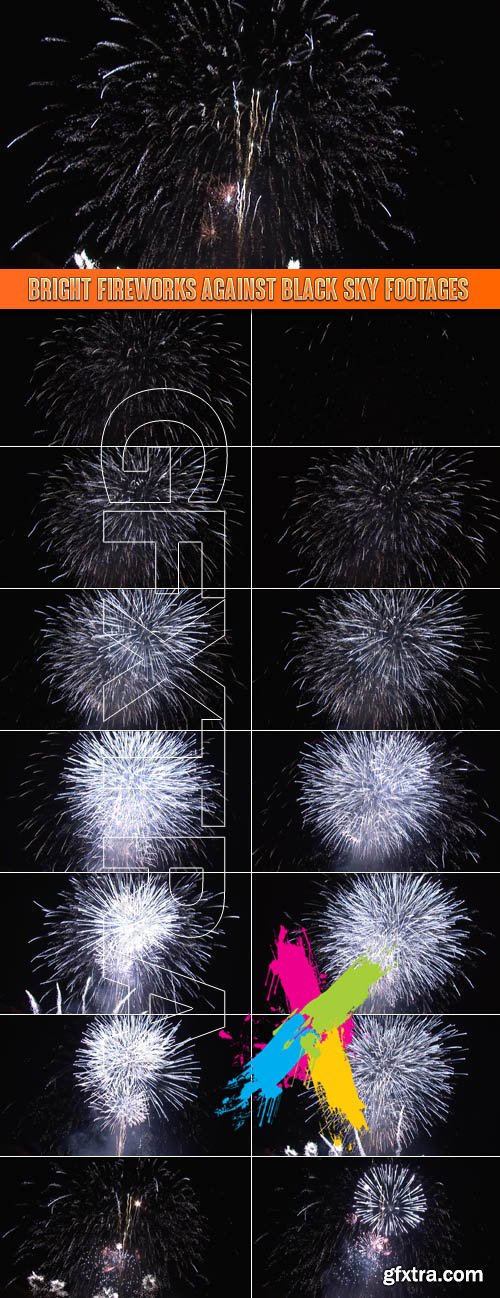 Bright fireworks against black sky Footages