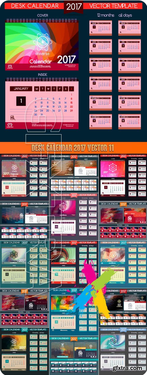 Desk Calendar 2017 vector 11